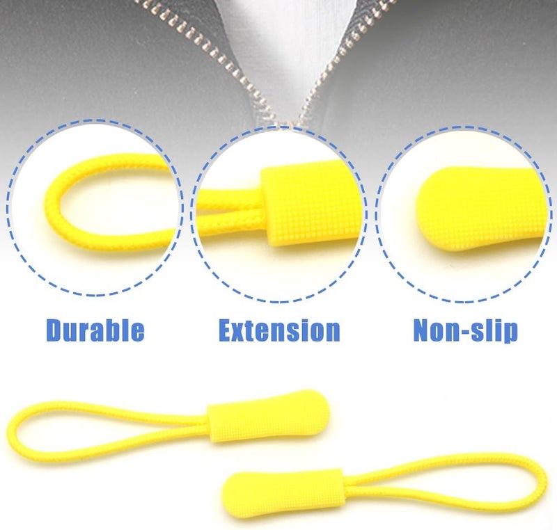 Ruidee 50 Pieces Zipper Pulls Zipper Tabs Zipper Pull Cord Extender Replacement Zipper Pulls for Backpacks, Jackets, Luggage, Purses, Handbags（Yellow） - Image 3